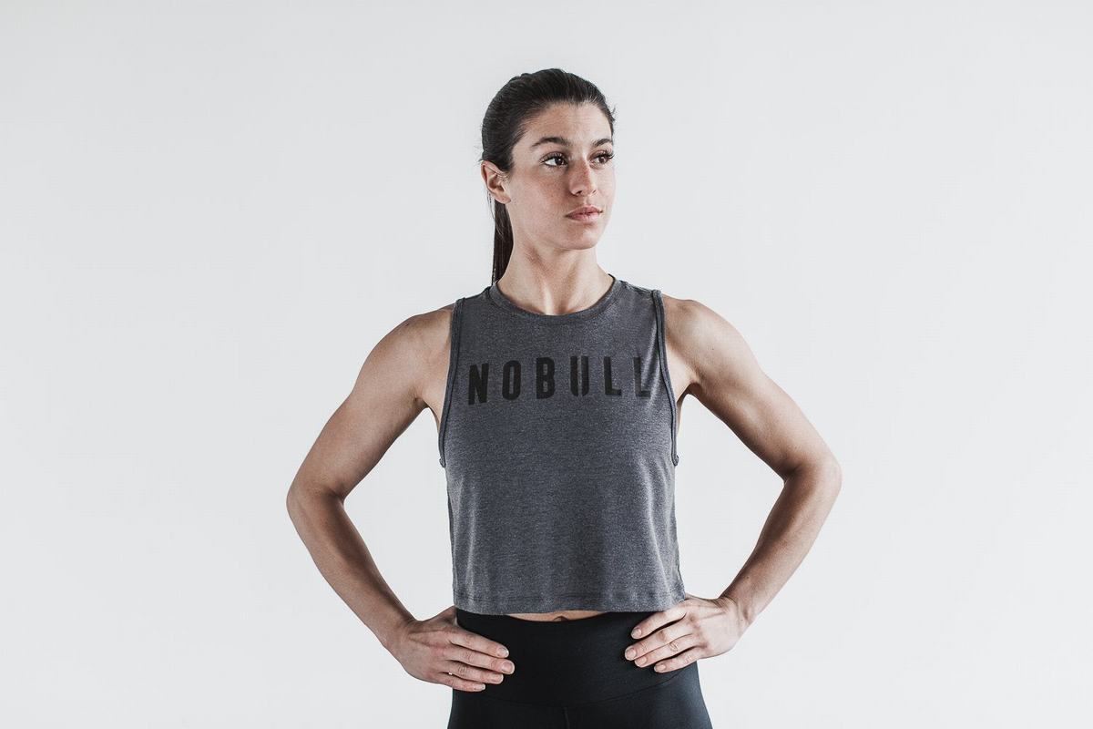 Nobull Muscle Women\'s Tank Tops Deep Grey | Australia (YR4217)